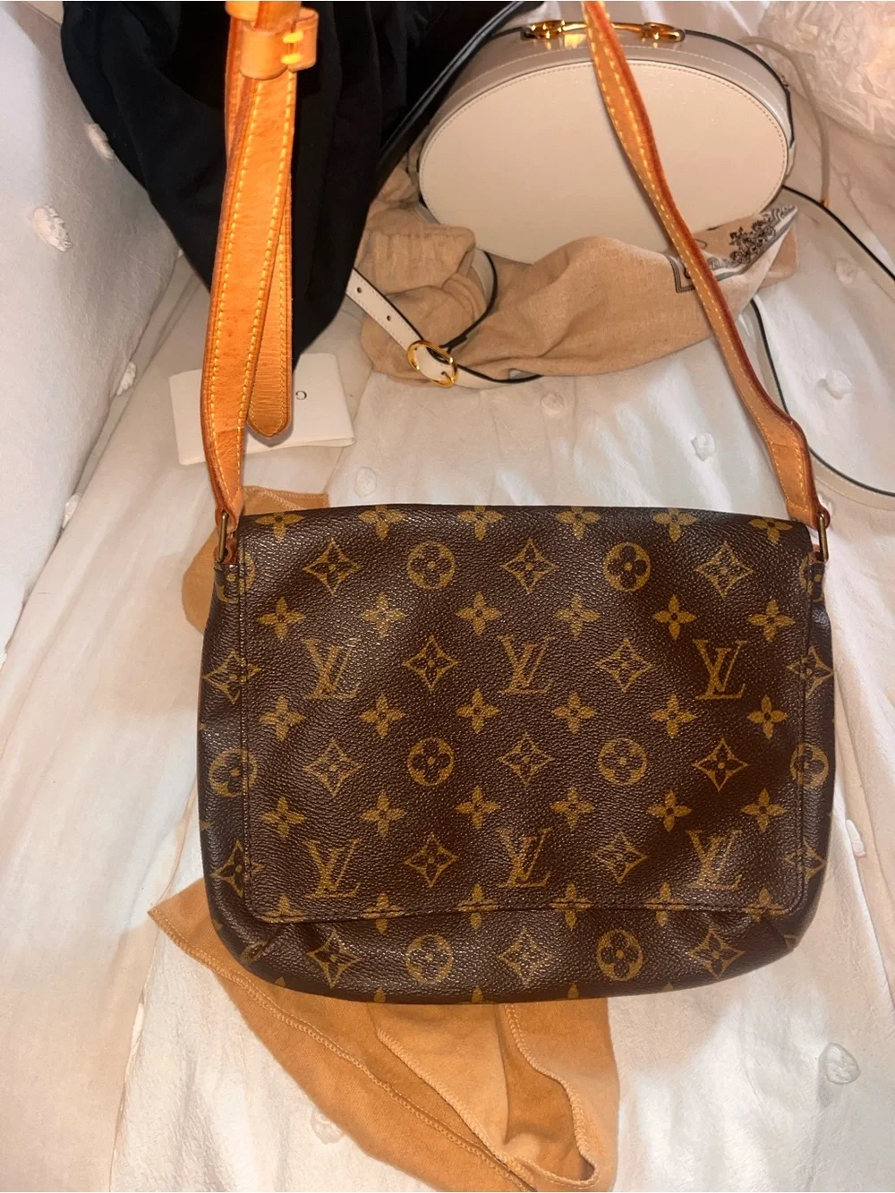 Louis Vuitton Monogram Shoulder Bag in Brown and Tan